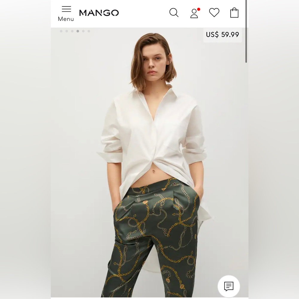 Brand New Mango Satin-finish pants with pleat detail